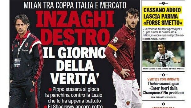 Rassegna stampa 27 gennaio 2015: prime pagine Gazzetta, Corriere e Tuttosport