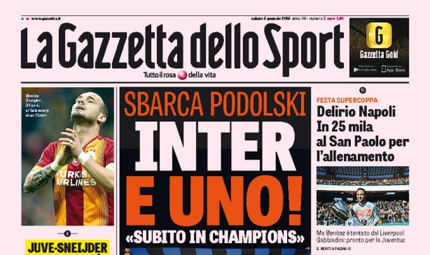 Rassegna stampa 3 gennaio 2015: prime pagine Gazzetta, Corriere e Tuttosport