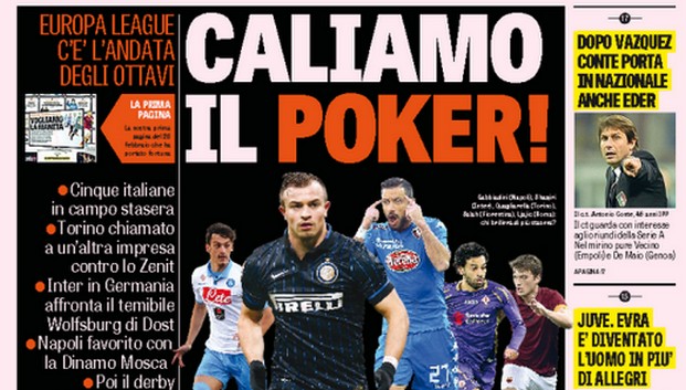 Rassegna stampa 12 marzo 2015: prime pagine Gazzetta, Corriere e Tuttosport