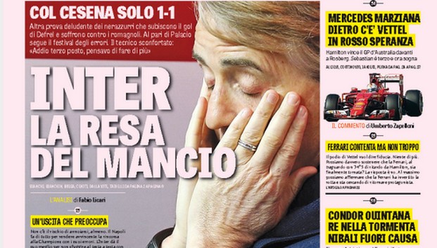 Rassegna stampa 16 marzo 2015: prime pagine Gazzetta, Corriere e Tuttosport