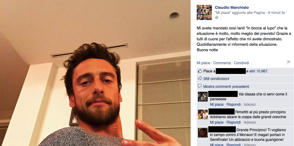 Infortunio Marchisio: niente lesioni, sospiro di sollievo