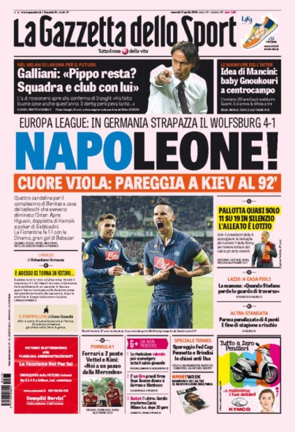 Rassegna stampa 17 aprile 2015: prime pagine Gazzetta, Corriere e Tuttosport