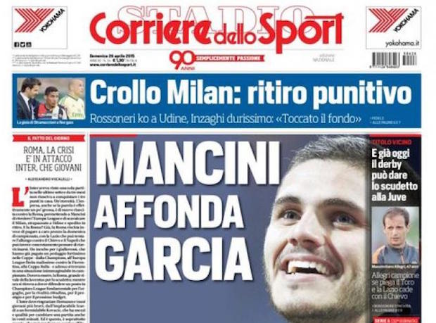 Rassegna stampa 26 aprile 2015: prime pagine Gazzetta, Corriere e Tuttosport