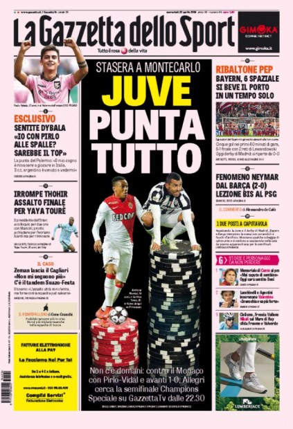 Rassegna stampa 22 aprile 2015: prime pagine Gazzetta, Corriere e Tuttosport
