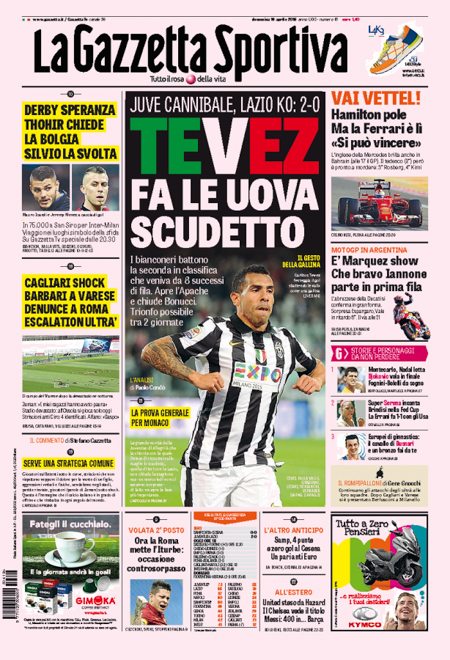 Rassegna stampa 19 aprile 2015: prime pagine Gazzetta, Corriere e Tuttosport
