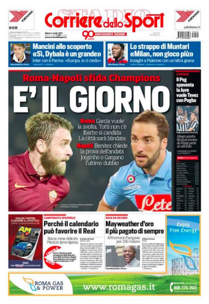 Rassegna stampa 4 aprile 2015: prime pagine Gazzetta, Corriere e Tuttosport