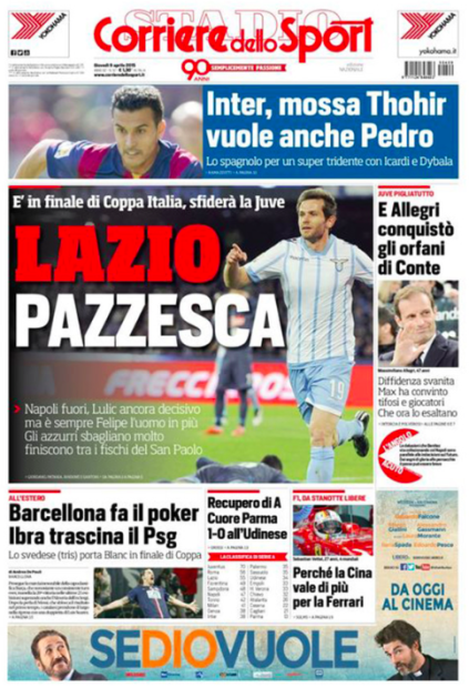 Rassegna stampa 9 aprile 2015: prime pagine Gazzetta, Corriere e Tuttosport