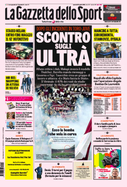 Rassegna stampa 28 aprile 2015: prime pagine Gazzetta, Corriere e Tuttosport