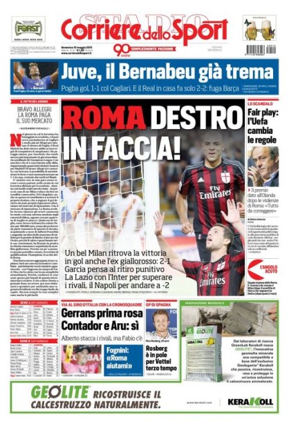 Rassegna stampa 10 maggio 2015: prime pagine Gazzetta, Corriere e Tuttosport