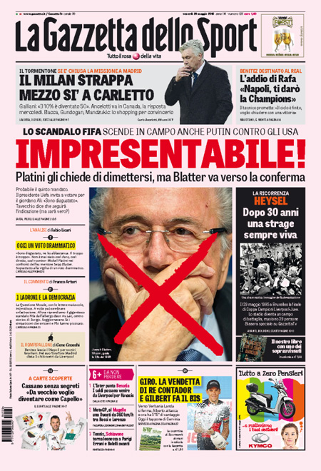 Rassegna stampa 29 maggio 2015: prime pagine Gazzetta, Corriere e Tuttosport