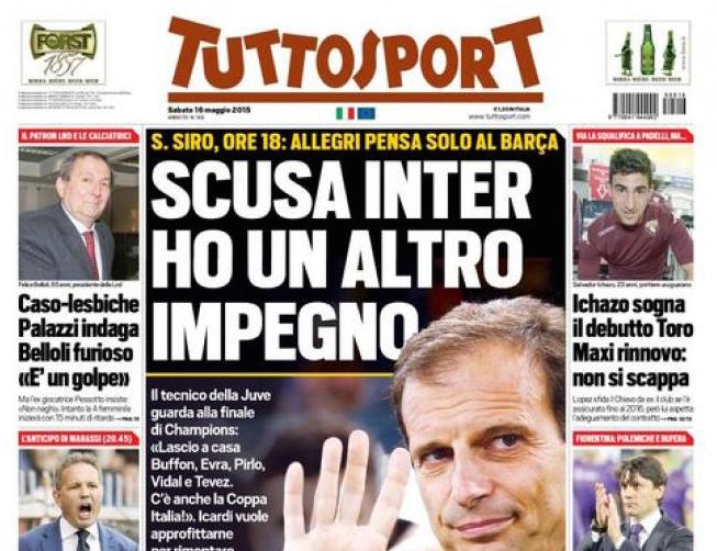 Rassegna stampa 16 maggio 2015: prime pagine Gazzetta, Corriere e Tuttosport