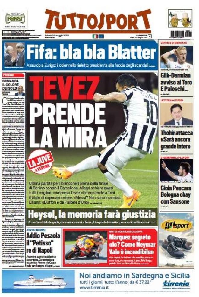 Rassegna stampa 30 maggio 2015: prime pagine Gazzetta, Corriere e Tuttosport