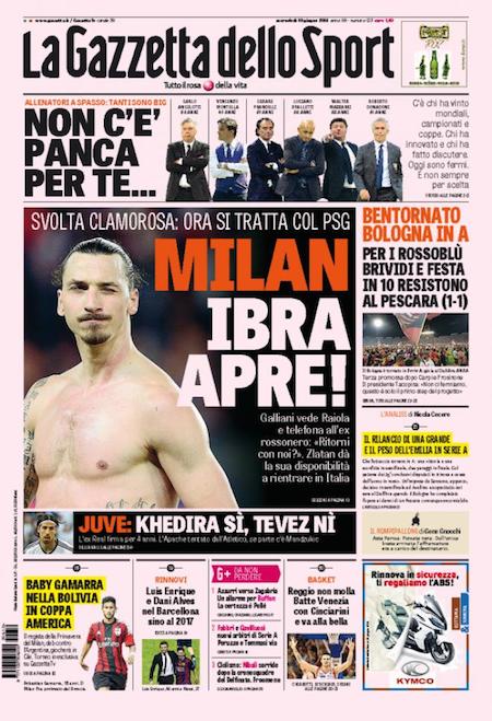 Rassegna stampa 10 giugno 2015: prime pagine Gazzetta, Corriere e Tuttosport