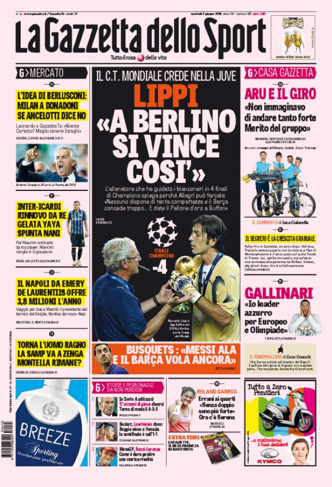 Rassegna stampa 2 giugno 2015: prime pagine Gazzetta, Corriere e Tuttosport