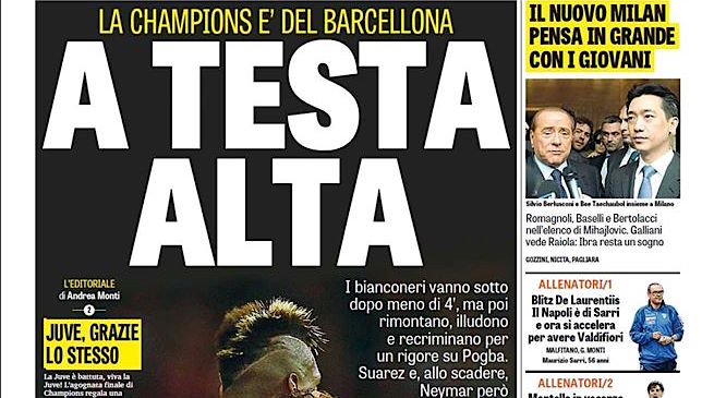 Rassegna stampa 7 giugno 2015: prime pagine Gazzetta, Corriere e Tuttosport