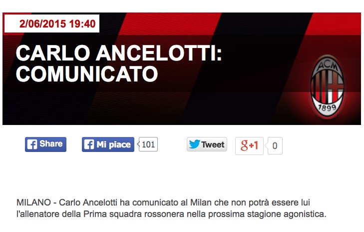 Milan, Ancelotti rifiuta la panchina. Arriva Mihajlovic?