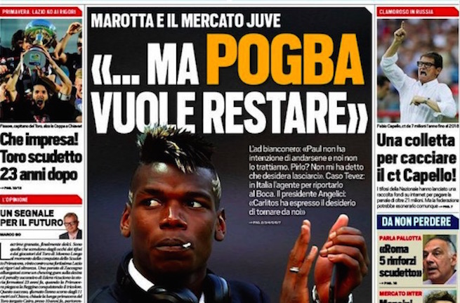 Rassegna stampa 17 giugno 2015: prime pagine Gazzetta, Corriere e Tuttosport