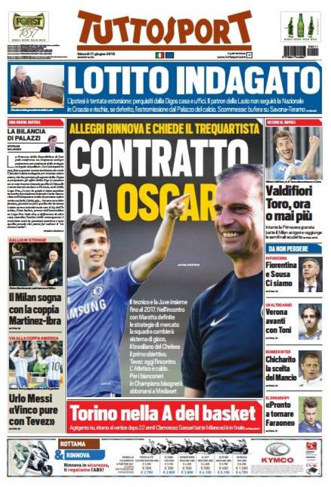 Rassegna stampa 11 giugno 2015: prime pagine Gazzetta, Corriere e Tuttosport