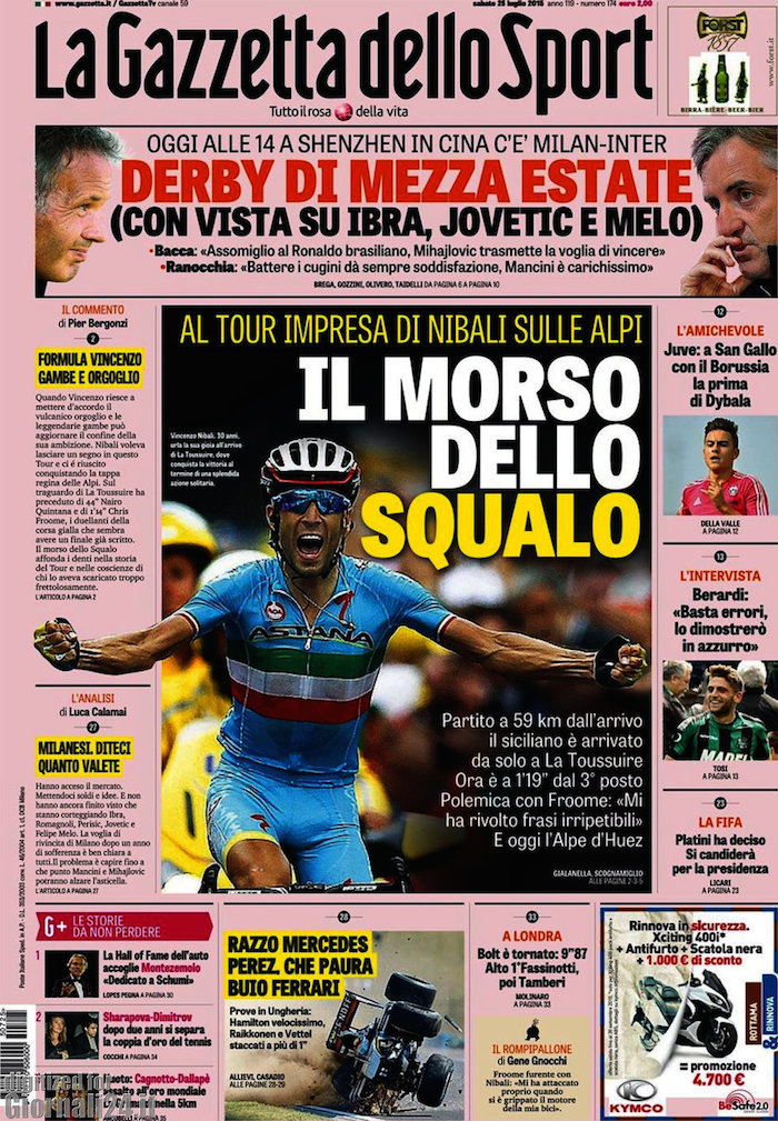 Rassegna stampa 25 luglio 2015: prime pagine Gazzetta, Corriere e Tuttosport