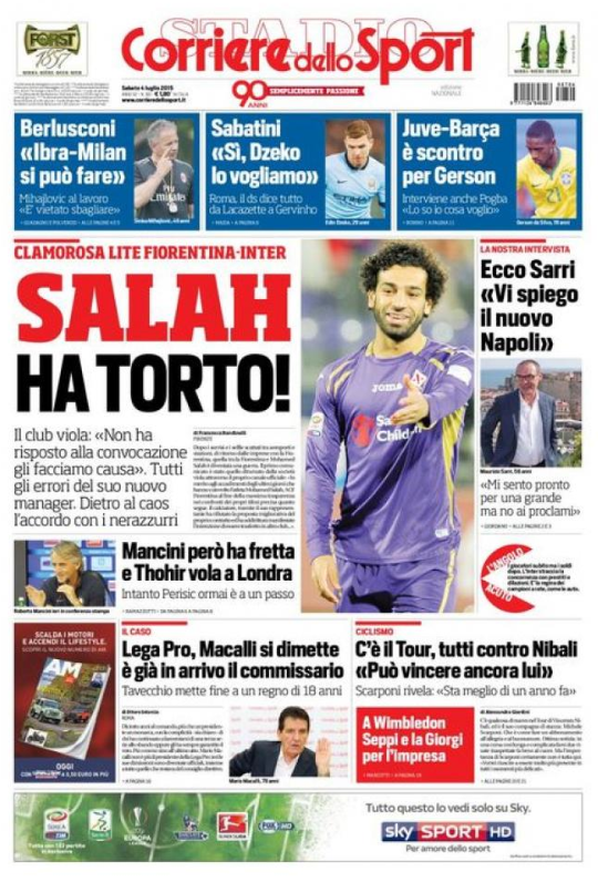 Rassegna stampa 4 luglio 2015: prime pagine Gazzetta, Corriere e Tuttosport