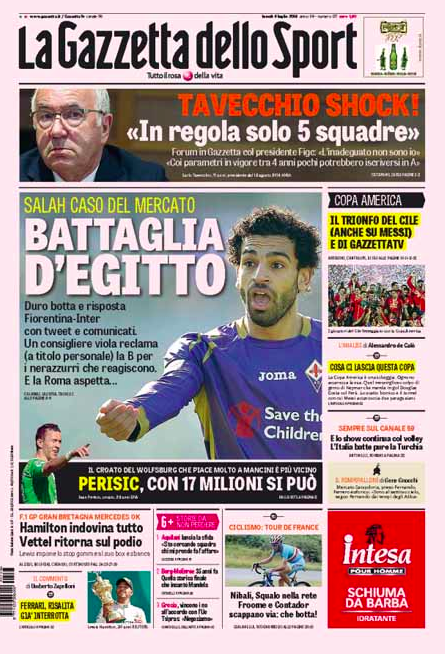 Rassegna stampa 6 luglio 2015: prime pagine Gazzetta, Corriere e Tuttosport