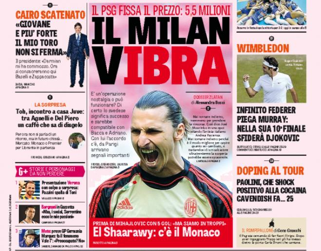 Rassegna stampa 11 luglio 2015: prime pagine Gazzetta, Corriere e Tuttosport