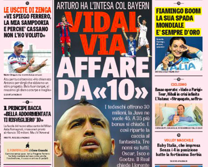 Rassegna stampa 16 luglio 2015: prime pagine Gazzetta, Corriere e Tuttosport