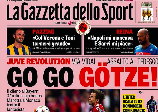 Rassegna stampa 17 luglio 2015: prime pagine di Gazzetta, Corriere e Tuttosport