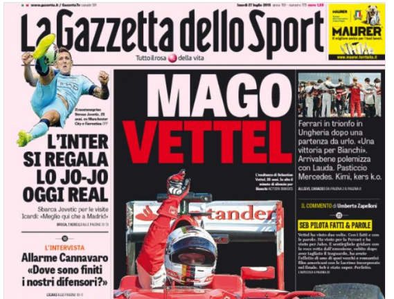Rassegna stampa 27 luglio 2015: prime pagine Gazzetta, Corriere e Tuttosport