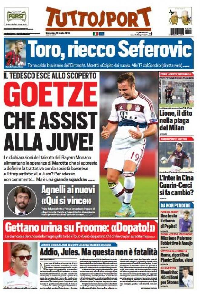 Rassegna stampa 19 luglio 2015: prime pagine di Gazzetta, Corriere e Tuttosport