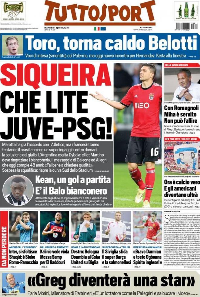 Rassegna stampa 11 agosto 2015: prime pagine Gazzetta, Corriere e Tuttosport