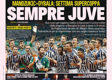 Rassegna stampa 9 agosto 2015: prime pagine Gazzetta, Corriere e Tuttosport