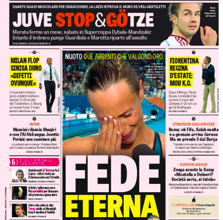Rassegna stampa 6 agosto 2015: prime pagine Gazzetta, Corriere e Tuttosport