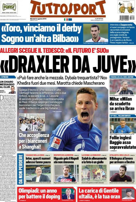 Rassegna stampa 4 agosto 2015: prime pagine Gazzetta, Corriere e Tuttosport