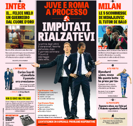 Rassegna stampa 25 settembre 2015: prime pagine Gazzetta, Corriere e Tuttosport