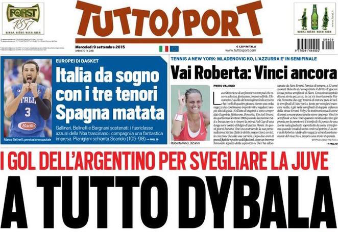 Rassegna stampa 9 settembre 2015: prime pagine Gazzetta, Corriere e Tuttosport