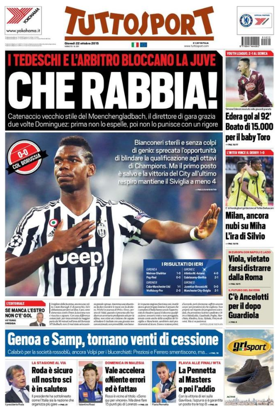 Rassegna stampa 22 ottobre 2015: prime pagine Gazzetta, Corriere e Tuttosport