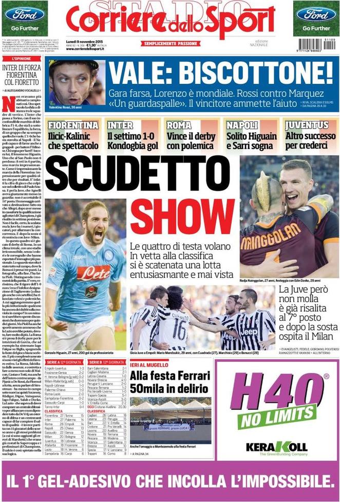 Rassegna stampa 8 novembre 2015: prime pagine Gazzetta, Corriere e Tuttosport
