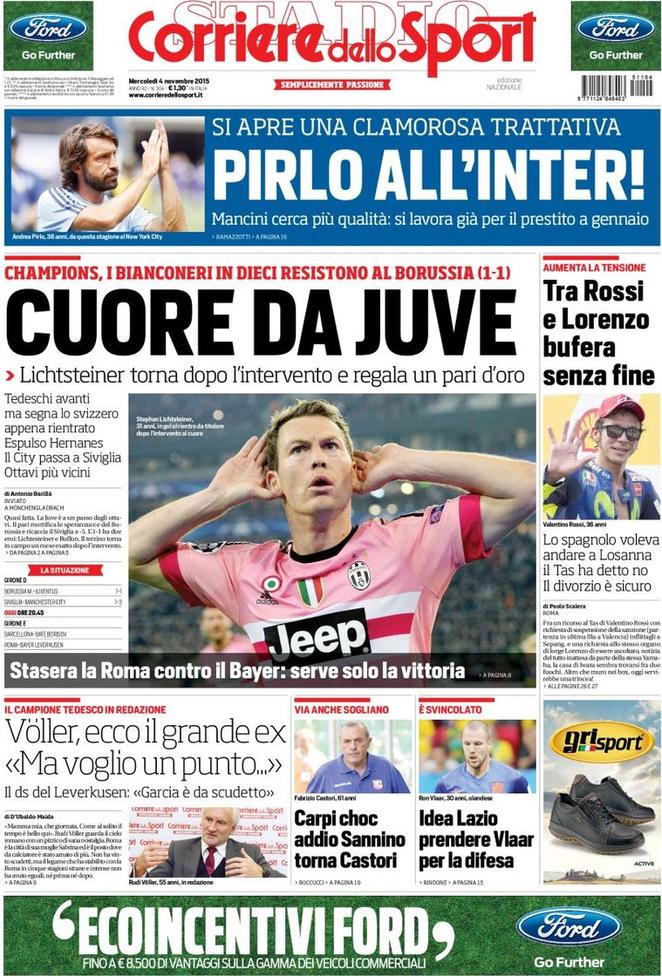 Rassegna stampa 4 novembre: prime pagine Gazzetta, Corriere e Tuttosport