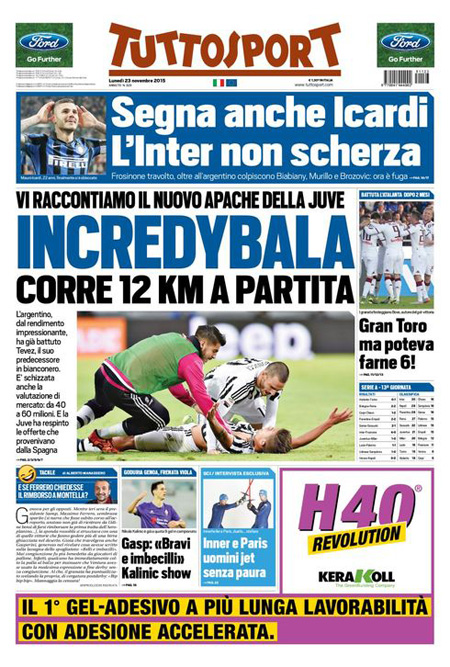 Rassegna stampa 23 novembre 2015: prime pagine Gazzetta, Corriere e Tuttosport