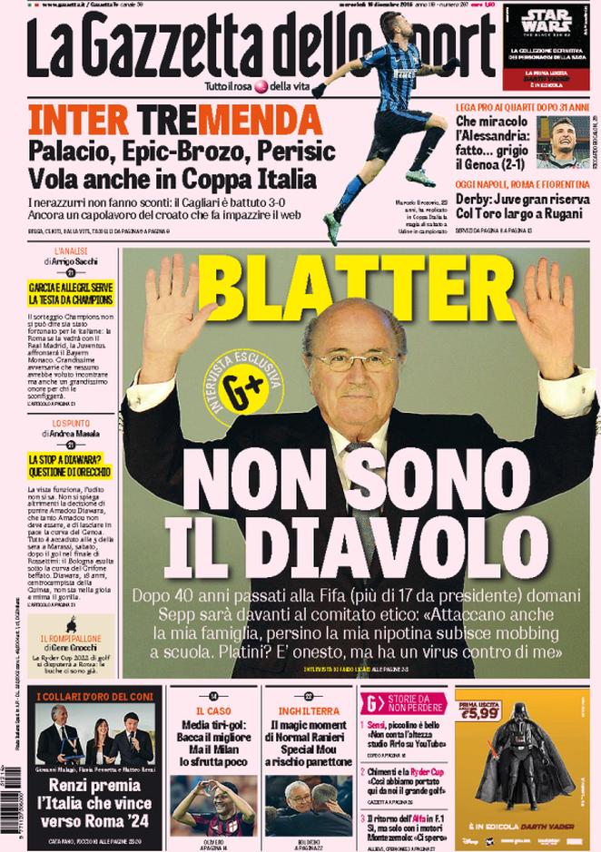 Rassegna stampa 16 dicembre 2015: prime pagine Gazzetta, Corriere e Tuttosport