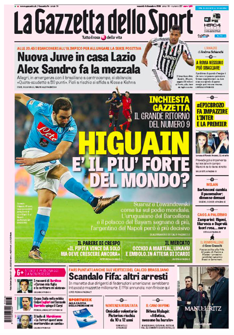 Rassegna stampa 4 dicembre 2015: prime pagine Gazzetta, Corriere e Tuttosport