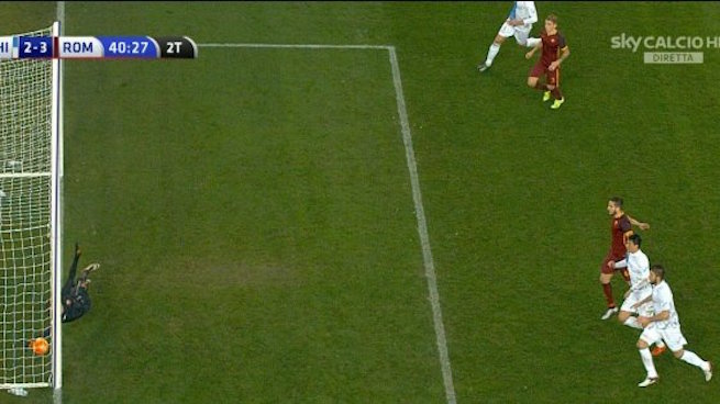 Il gol di Pepe contro la Roma, il primo assegnato dalla Goal Line Technology