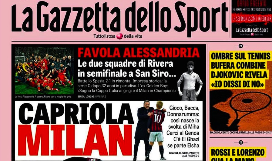 Rassegna stampa 19 gennaio 2016: la prima pagina di Gazzetta, Corriere e Tuttosport