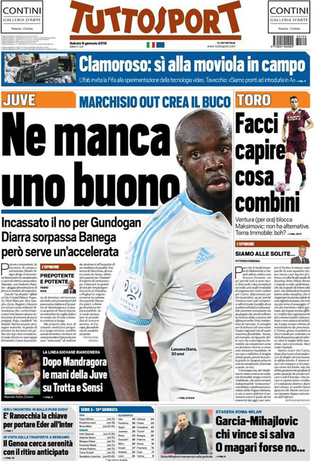 Rassegna stampa 9 gennaio 2016: prime pagine Gazzetta, Corriere e Tuttosport