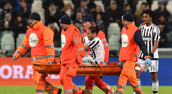 Juventus, Caceres si è rotto il tendine d&#8217;Achille, fuori 6-8 mesi