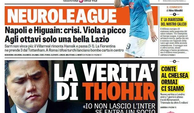 Rassegna stampa 26 febbraio 2016: prime pagine Gazzetta, Corriere e Tuttosport