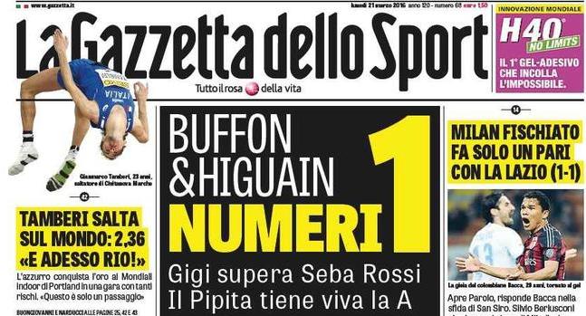 Rassegna stampa 21 marzo 2016: prime pagine Gazzetta, Corriere e Tuttosport