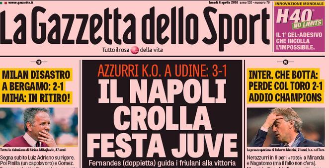 Rassegna stampa 4 aprile 2016: prime pagine Gazzetta, Corriere e Tuttosport