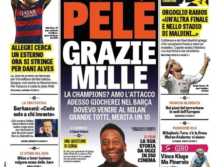 Rassegna stampa giovedì 26 maggio 2016: prime pagine Gazzetta, Corriere e Tuttosport